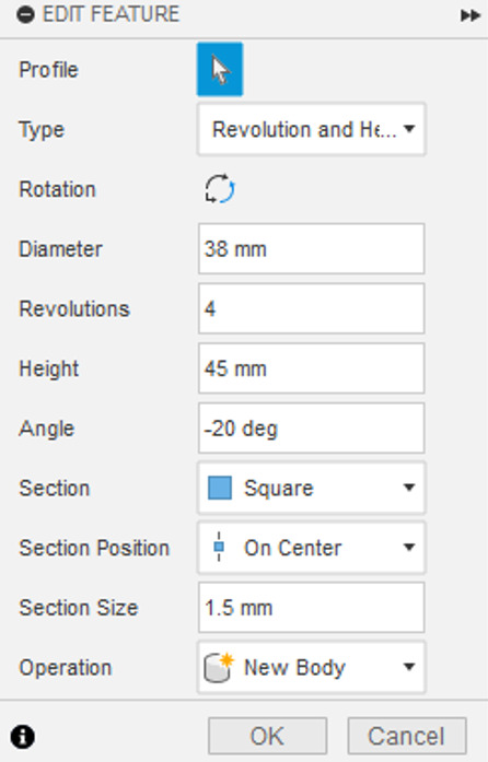 Final spring parameters